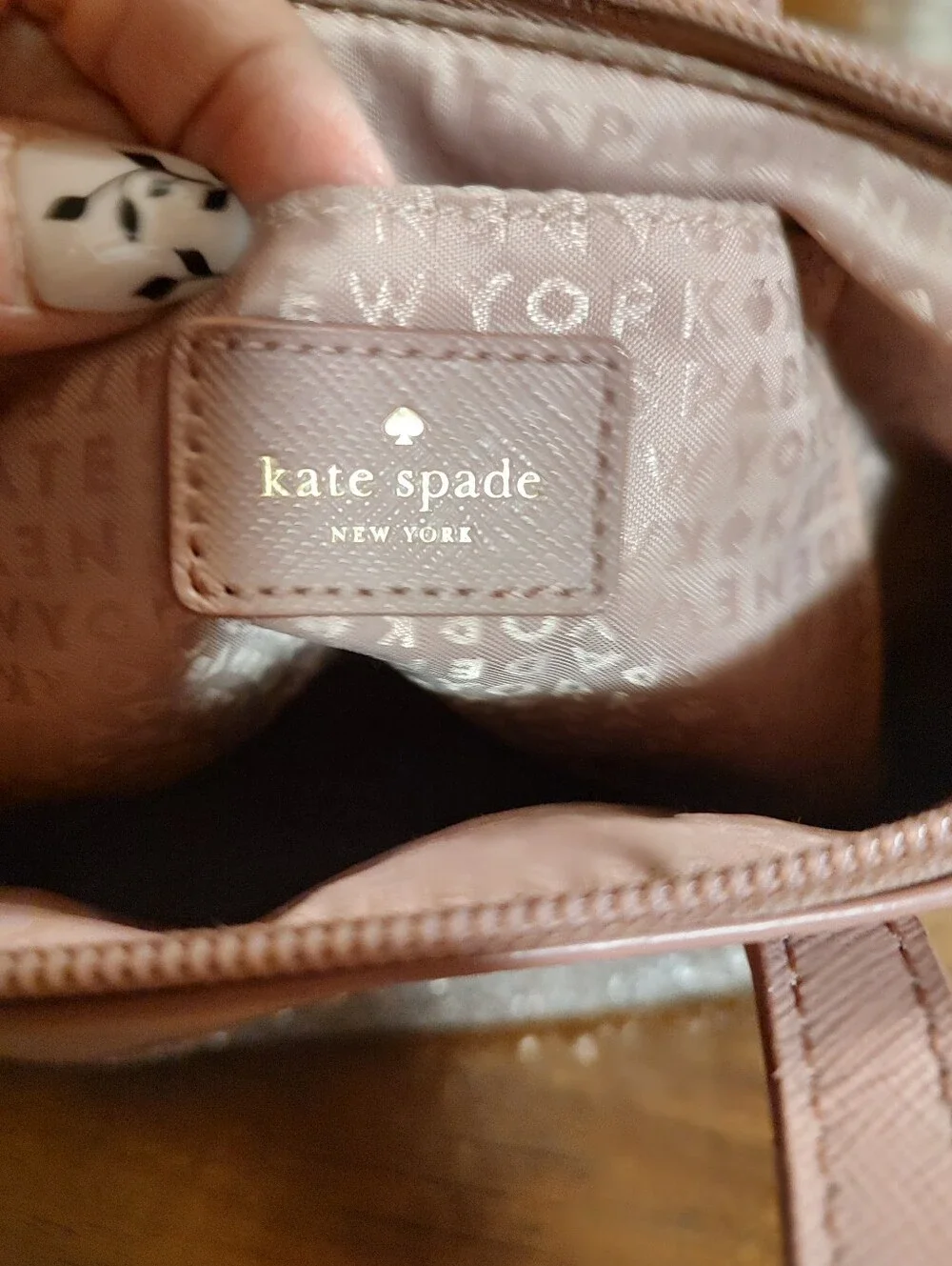 kate spade Mauve Mini Tote with Silver Glitter Base